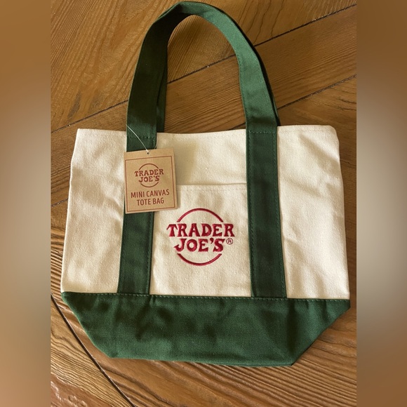 NWT Green Trader Joe’s Mini Canvas Tote Bag - Picture 1 of 1
